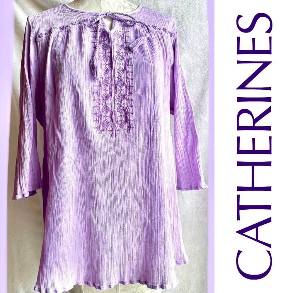Catherines Lilac Crinkle Cut Women's Blouse